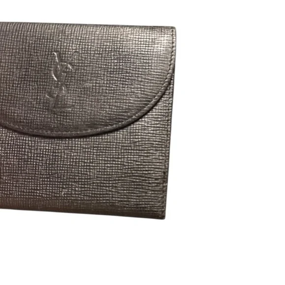Yves Saint Laurent Vintage Black Leather Snap Wallet Vintage Embossed YSL 80’s - Picture 4 of 8